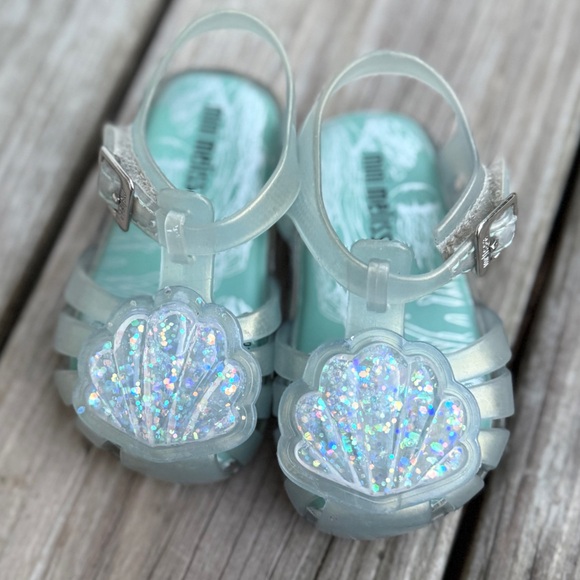 Mini Melissa Glitter Shell Sandals - Size 5 - Picture 1 of 16
